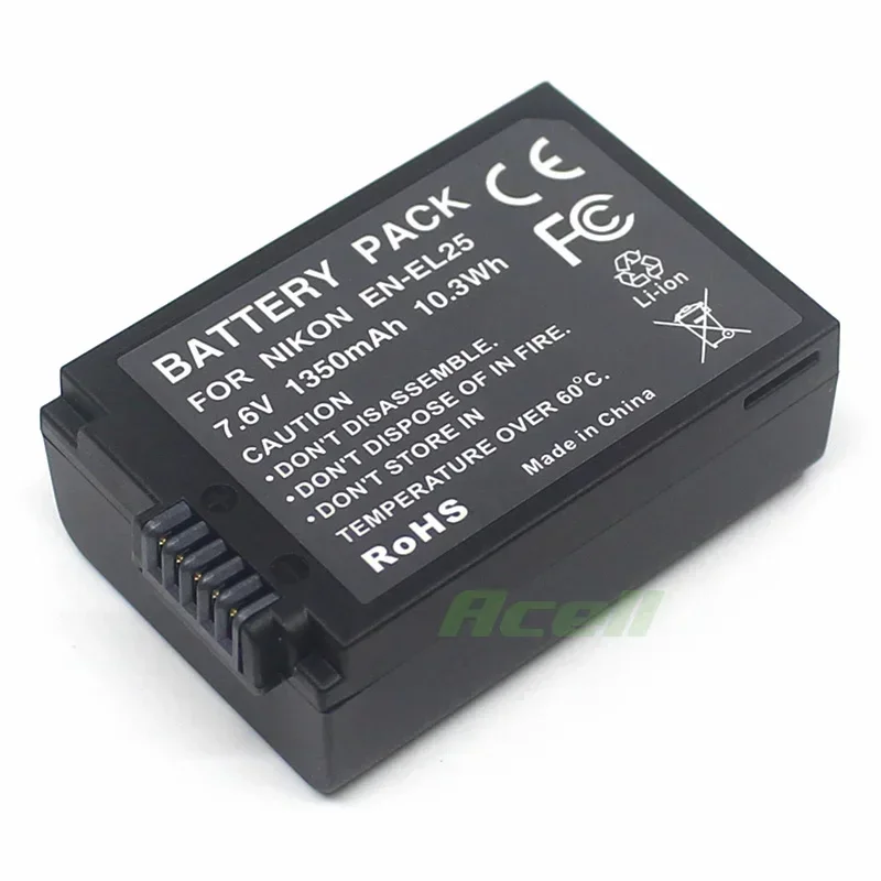 Dual Charger or EN-EL25 Replace 7.6V 1350mAh Battery for Nikon Z fc Z30 Z50 Zfc Mirrorless Camera Replace MH-23