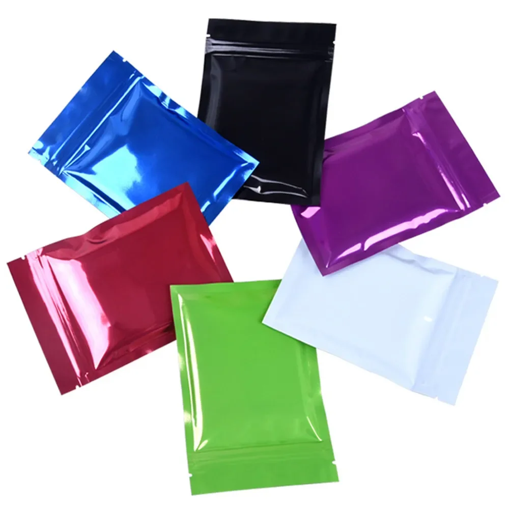 100Pcs Self Seal Glossy Aluminum Foil Zip Lock Bags Flat Zipper Storage Bag Retail  Mylar Reclosable Plastic Pouches