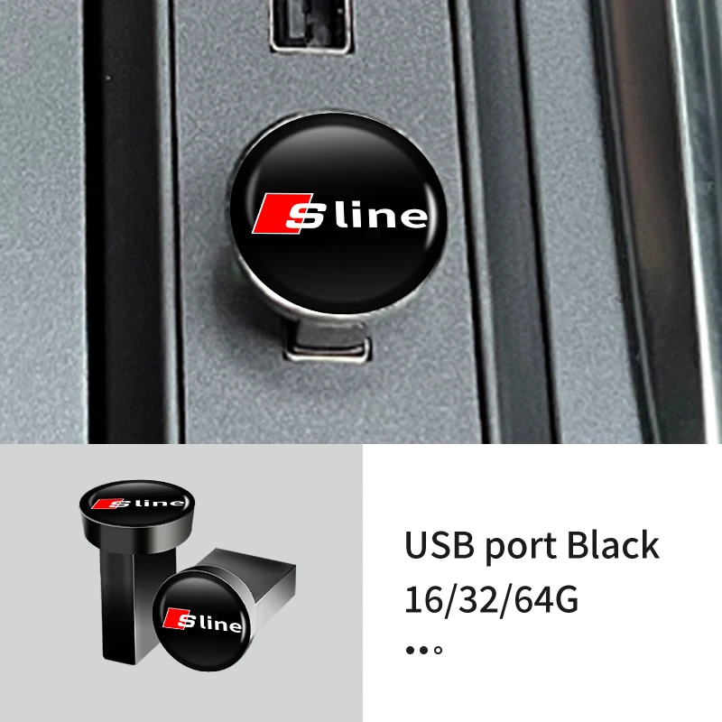 Car USB Flash Drive Mini Portable Storage Memory Drive Pendrive For Audi Sline A1 A3 A4 A5 A6 A7 A8 Q2 Q3 Q5 Q7 Q8 Quattro S7 S8