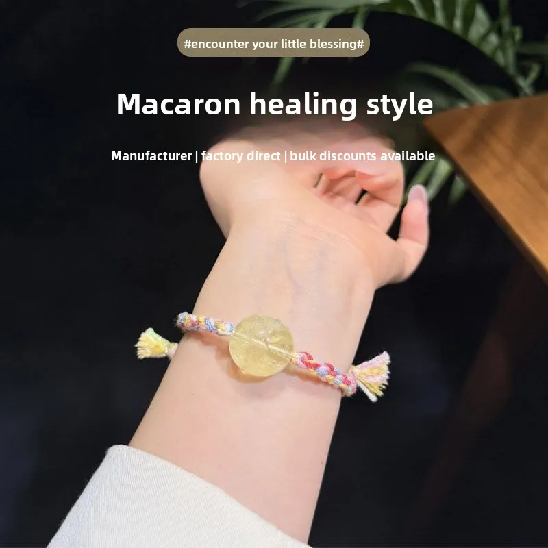 Chinese Style Lucky Blessing Hand Woven Tibetan Natural Crystal Beaded Bracelet Adjustable Braided Rope Bangle Boho Jewelry For