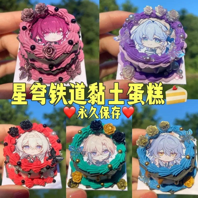 Honkai:Star Rail 1pcs Miniature Dollhouse Simulation Clay Character Birthday Cake mini Food Model For OB11 Doll Accessories Toys