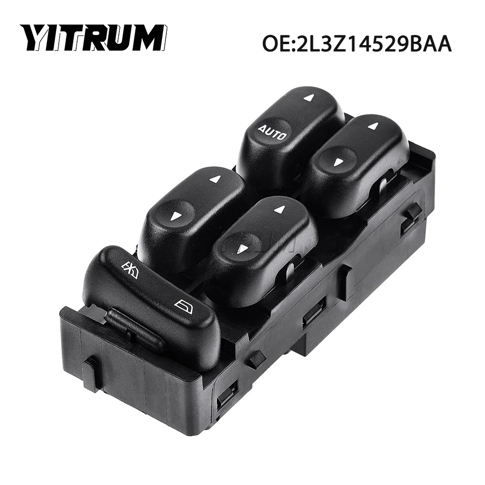 

YITRUM 2L3Z14529BAA DWS705 901-333 901333 Power Window Switch Front Left Driver For Ford F-150 2002 2003 Crew Cab Pickup 6+6Pins