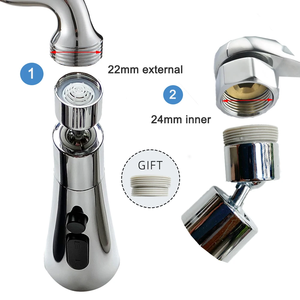 720° Stream Sprayer Universal Rotation Kitchen Mixer Faucet Aerator Nozzle Shower Head Replacement Water Spray Sprinkler Bubbler