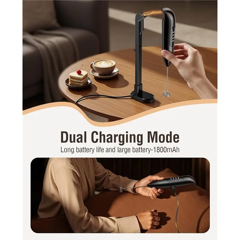 A74G-Миксер для пены, электрический для вспенивания молока, ручной миксер из нержавеющей стали со светодиодным цифровым дисплеем для молока, кофе, капучино