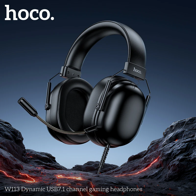 

HOCO W113 Gaming Wireless Headphone with Mic Wired 50MM USB7.1 Channel With Audio Cable Surround Sound Headsets For PC Computer