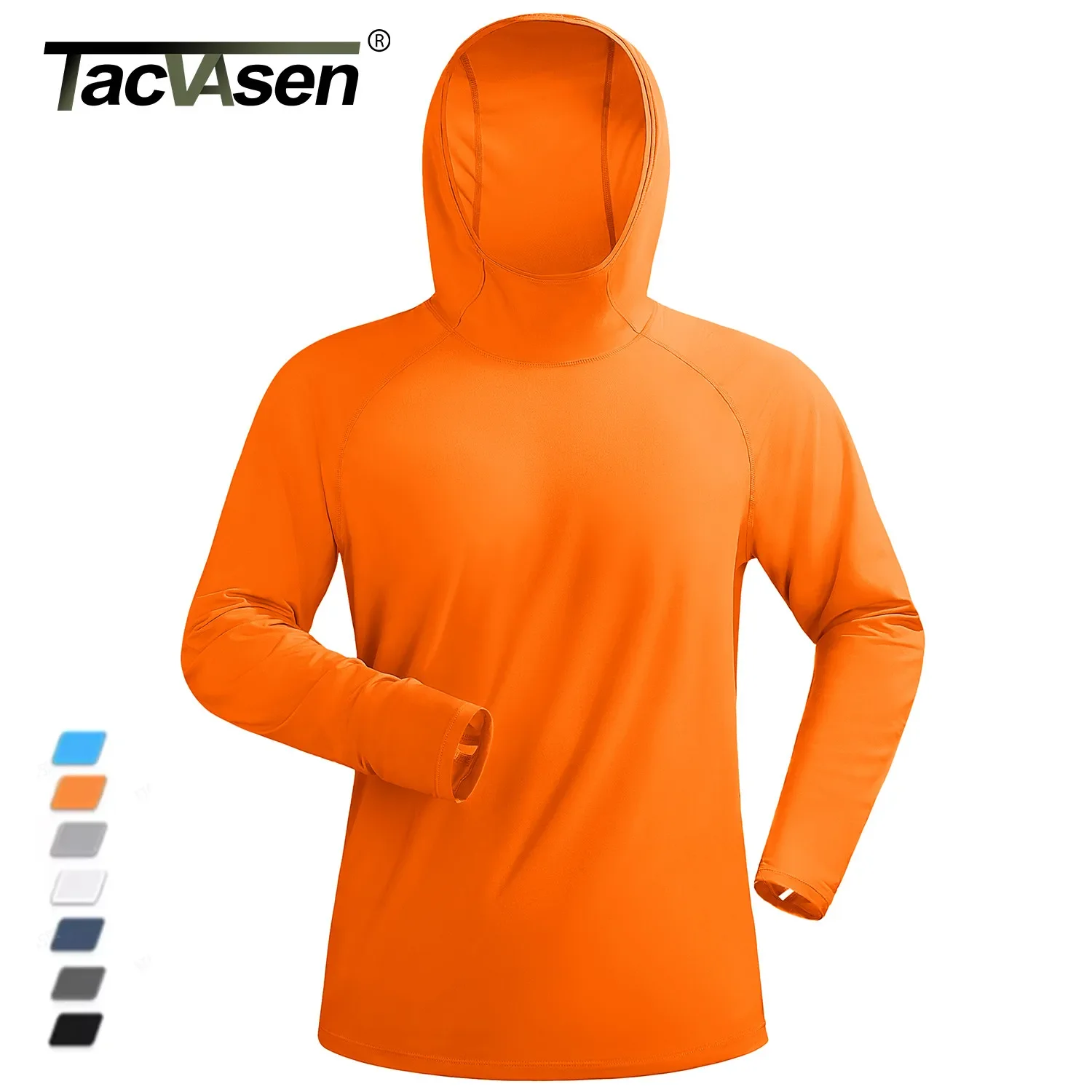 TACVASEN Herren UPF 50+ T-Shirts Schnelltrocknender Hoodie Langarm-Rashguard Sonnenschutz SPF Schnelltrocknendes Wander-, Schwimm- und Angelhemd