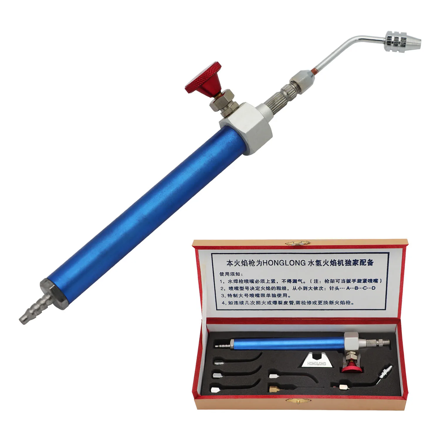 Universal Oxyhydrogen Gas Torch with Flame Generator, 4 Copper Nozzles, and Flashback Arrestor for HHO Polishing and Welding Mac