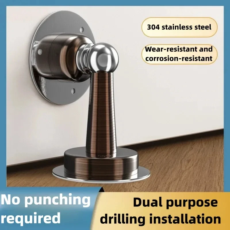

Heavy Duty Stainless Steel Magnetic Door Stopper Wall Mounted No Drill Buffer Holder for Home And Office Use