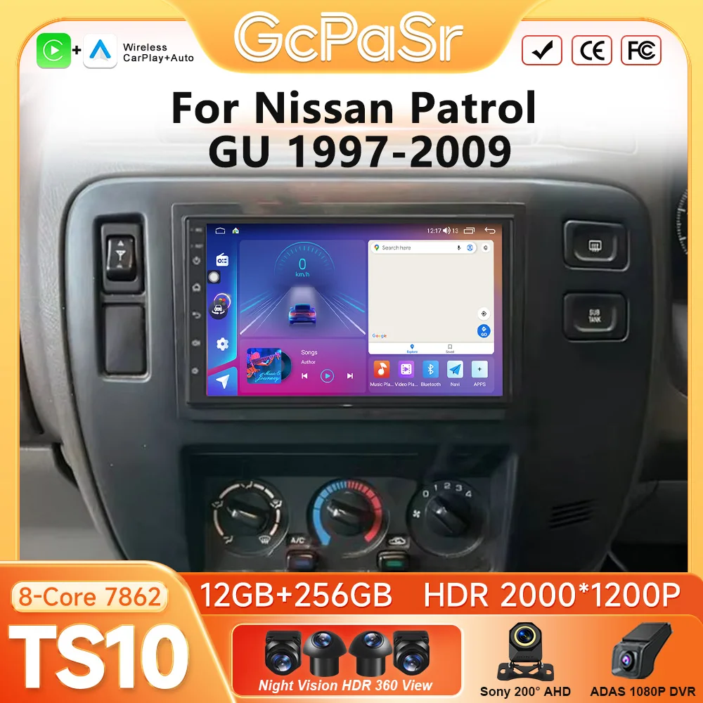 Android Auto CarPlay For Nissan Patrol GU 1997-2009 Car Radio Car Intelligent Systems Screen GPS Navigation Android 16 DVD BT 5G