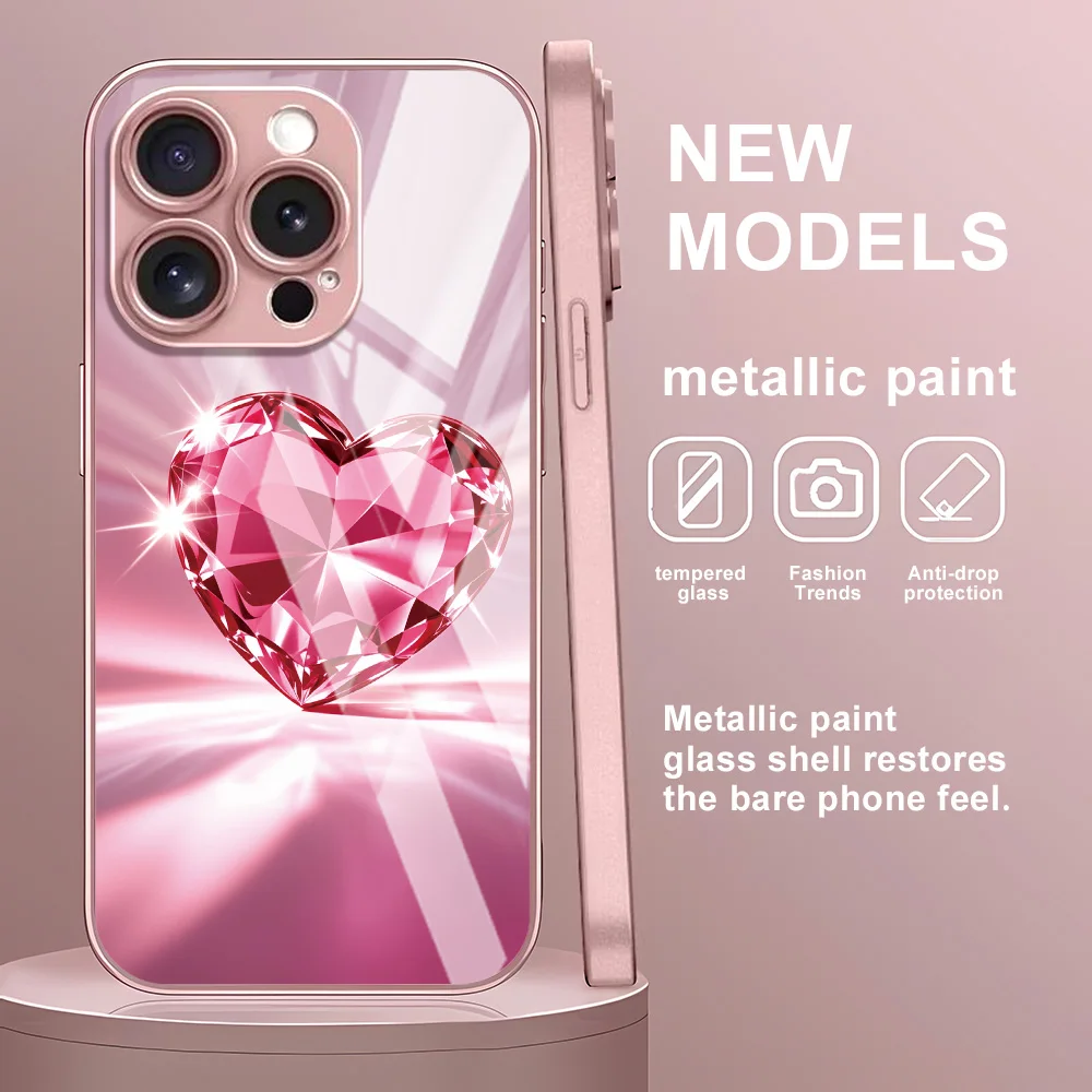 Tempered Glass Love Heart Phone Case For Samsung Galaxy S26 Ultra Funda S25 S24 S23 Plus S22 S21 FE S20 FE Prtotective Cover