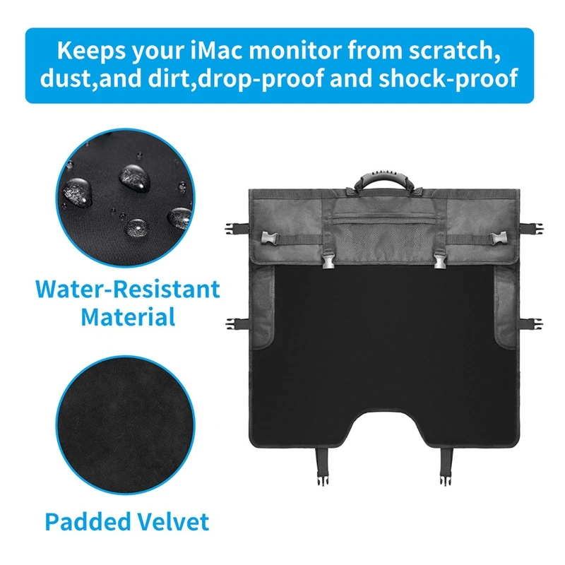 Monitor Carrying Case Computer Monitor Bag With Pockets Adjustable Travel Carrying Case For 24-27In Desktop Monitor