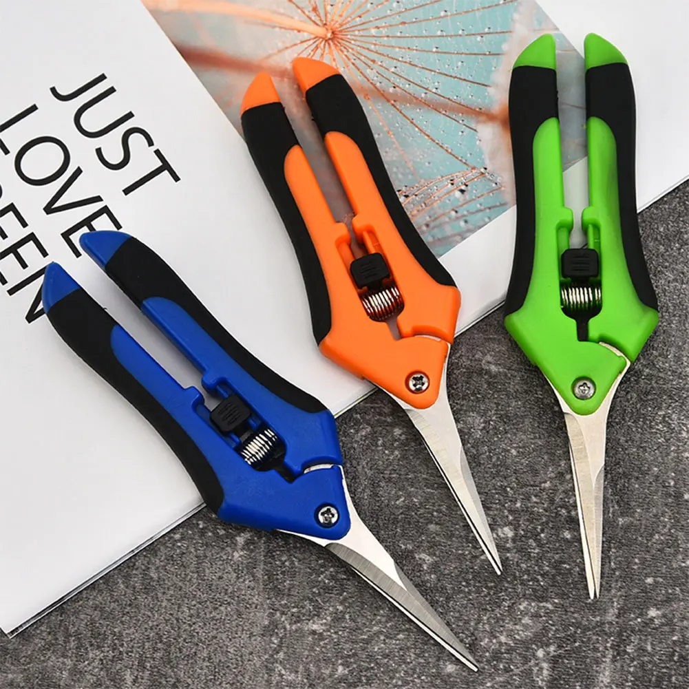 Gardening Scissors Pruning Shears 6.5 Inch Curved Pruning Scissors Stainless Steel Blades Multifunction for Gardening