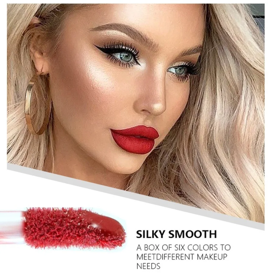 Lipset van drie matte matte lipgloss, waterdicht, niet-vervagend, hoge schoonheid lipmake-up