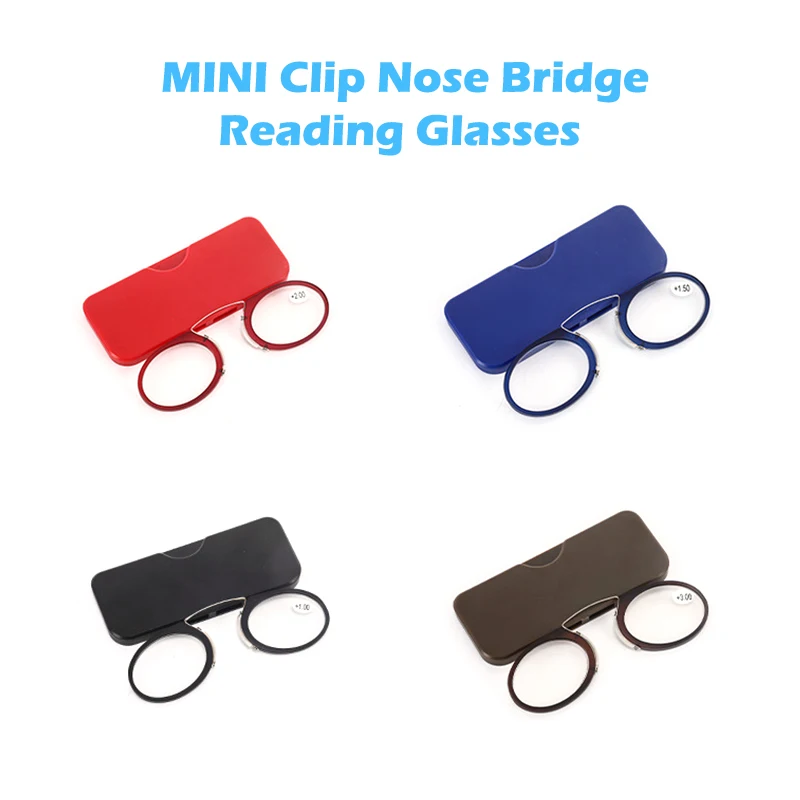 Gafas de lectura portátiles para presbicia, lentes con MINI Clip, puente nasal, estuche, 1,0 a 3,5