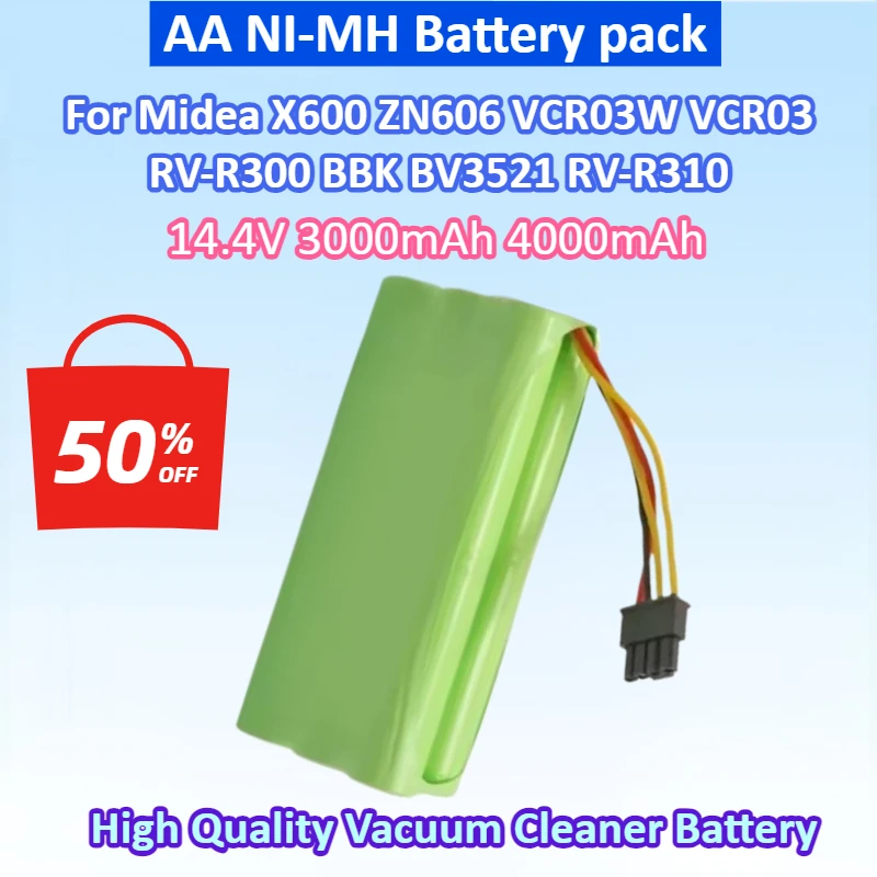 New Battery 3000/4000mAh Packs for Midea Vacuum Cleaner Robot Battery X600 ZN606 VCR03W VCR03 Redmond RV-R300 BBK BV3521 RV-R310