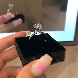 Simple 2 Carat White Natural Diamond Gemstone Bizuteria Real S925 Sterling Silver Ring for Women 925 Silver Jewelry Females
