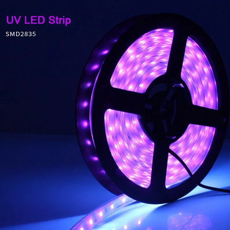 Hot Sales 2835 SMD 395-400nm UV Ultraviolet Flexible LED Strip Light Tape Lamp 60leds/m Non-Waterproof 300 Units3528 LEDs Strip