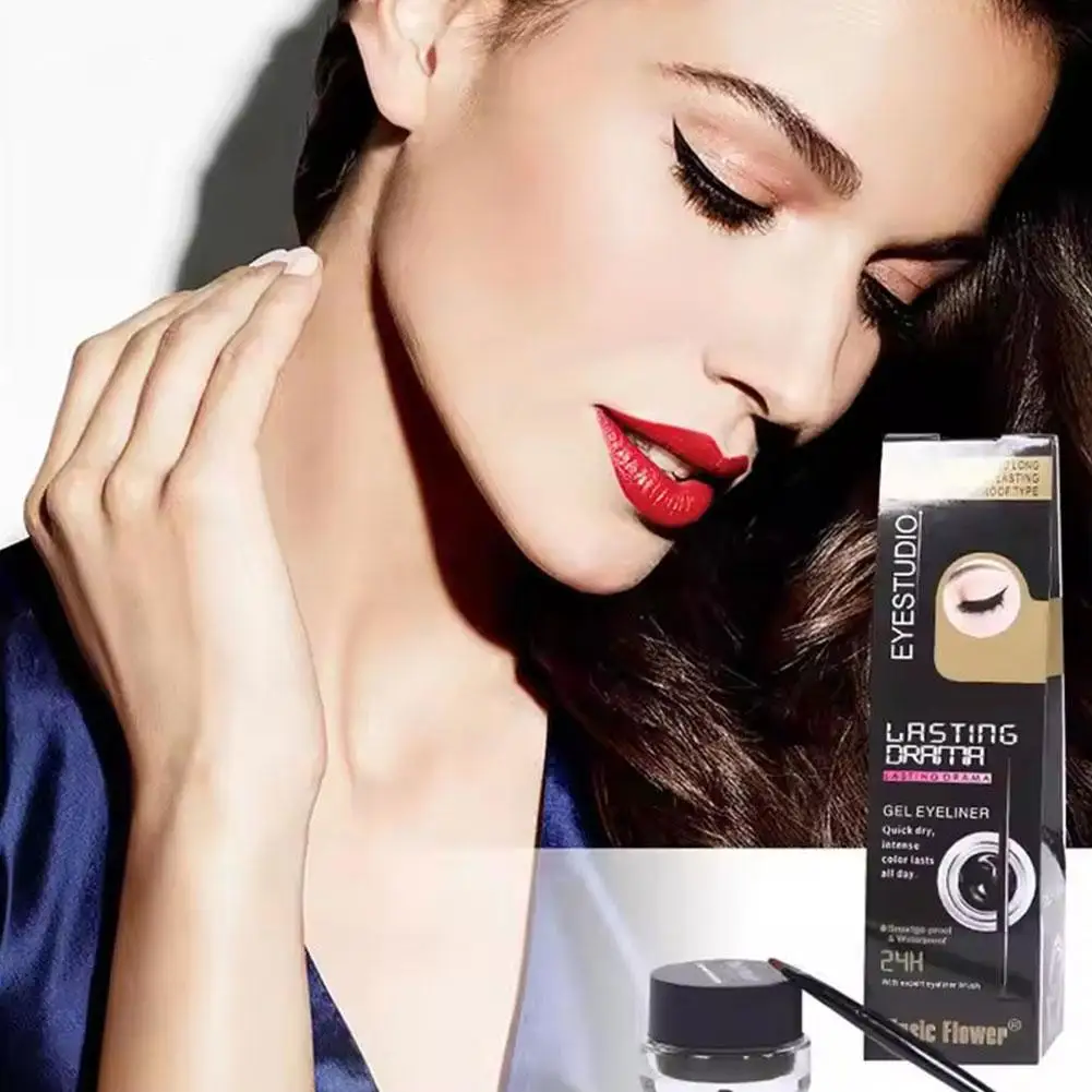 Kaffee schwarz Gel Creme Eyeliner bilden wasserdichte Kosmetik Kosmetik Eyeliner Augen bürsten Make-up v3k4