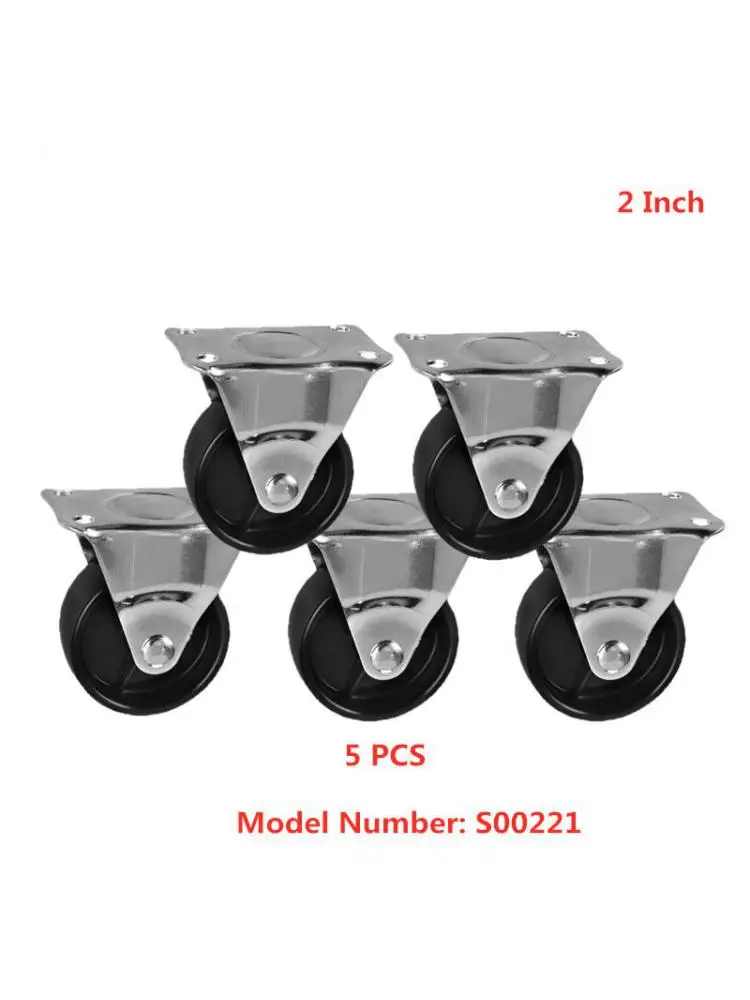 

(5 Packs) Casters Spot 2 Inch Black Pp Directional Caster Height 65mm Flat Plastic Wheel Diameter 5cm Furniture One-way