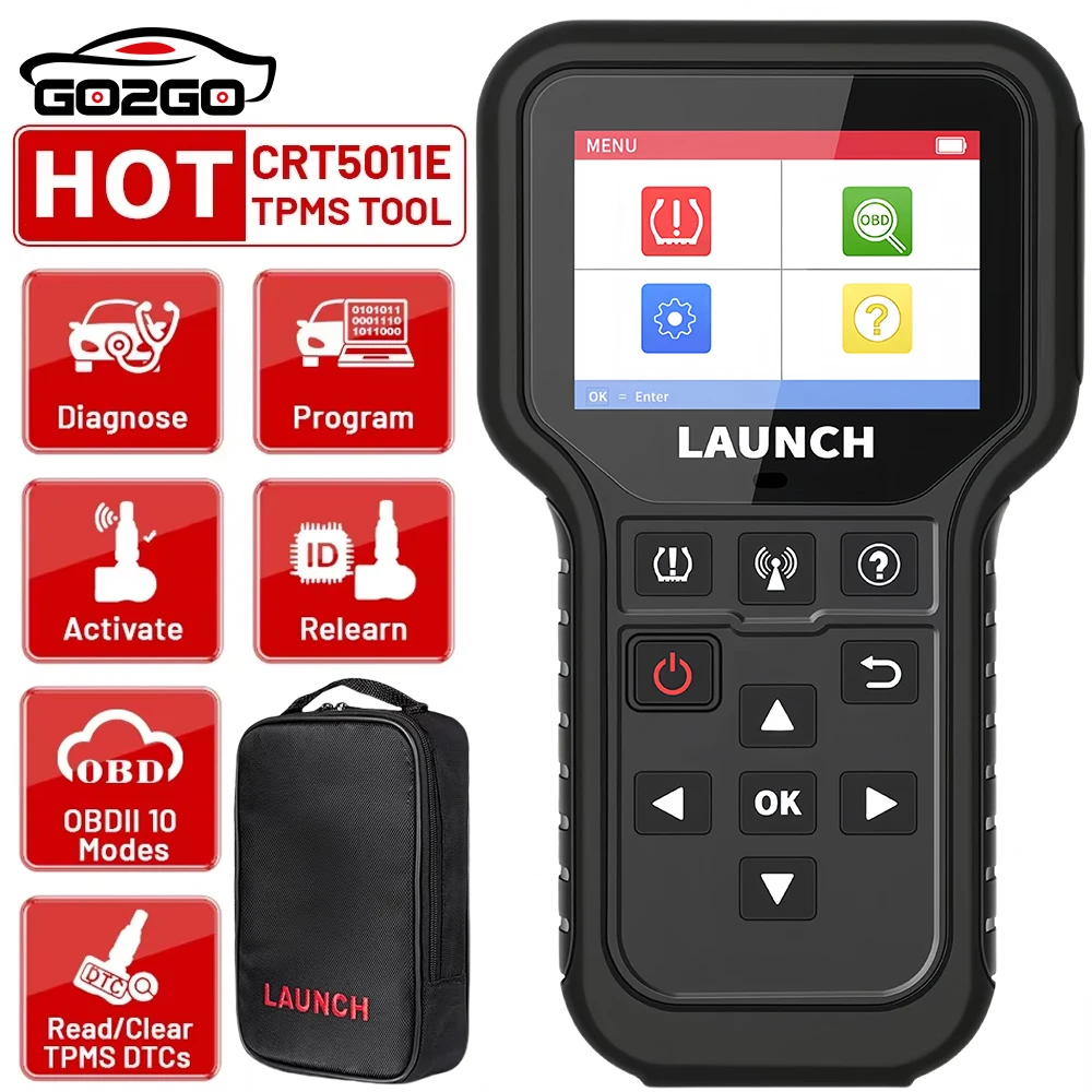 LAUNCH X431 CRT5011E TPMS Diagnostic Tool Tire Pressure 315MHz 433MHz Activation Sensor OBD Automatic Stationary Relearn Program