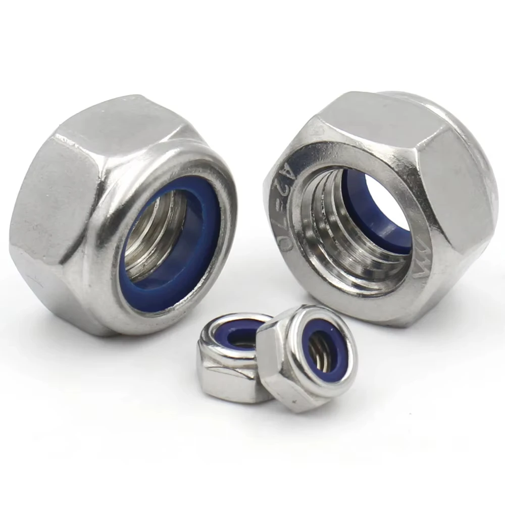 Hexagon Nylon Lock Nuts Anti-Slip Automatic Lock Nut DIN985 M2-M30 Size 304 Stainless Steel for Secure Fastening