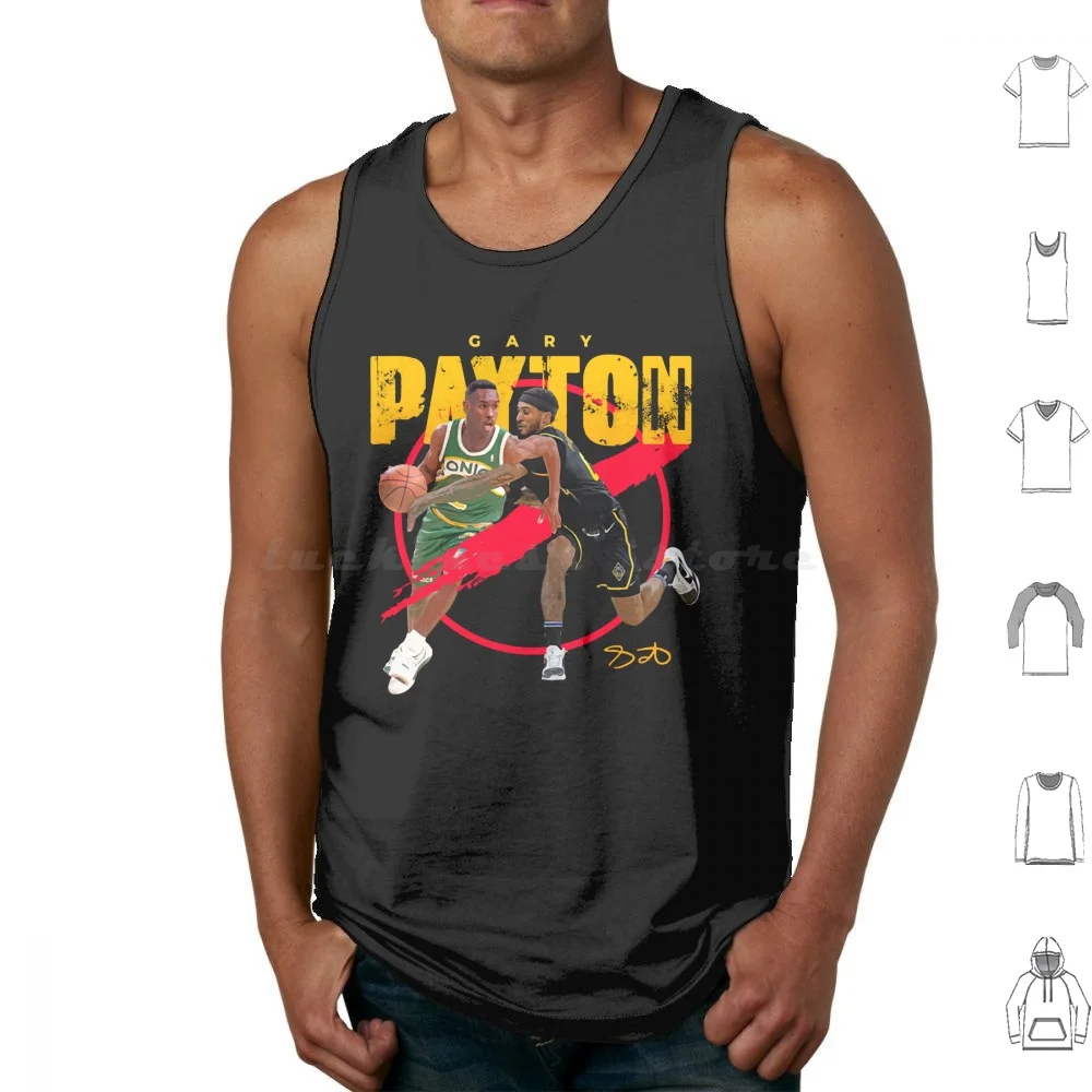 Gary Payton Ii Tank Tops Print Cotton Seattle Supersonics Sonics 90s Basketball Reign Shawn Kemp Gary Payton Hersey Hawkins