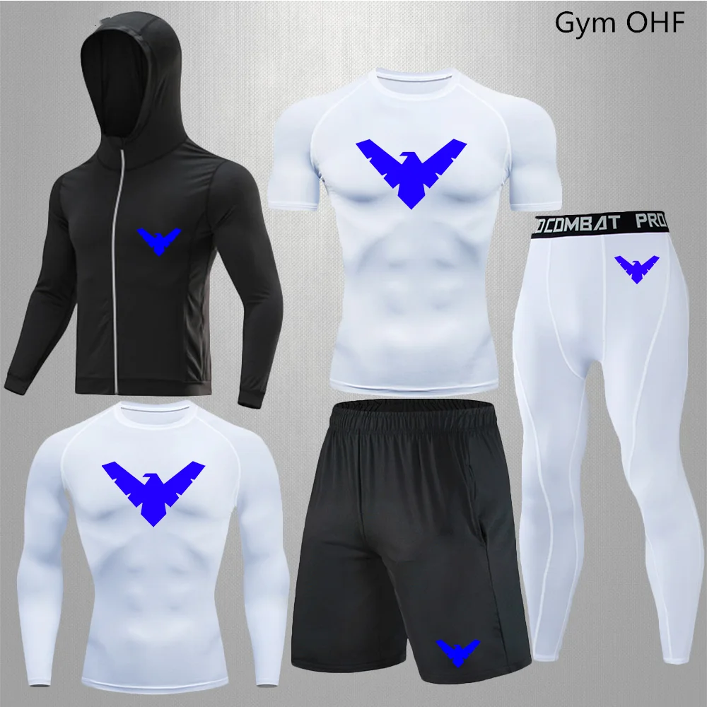 

New Gym Bodybuilding Sets Men's Sportswear Compression Rashguard For Men Fitness Exercise Running Sports Suit Tracksuit Men