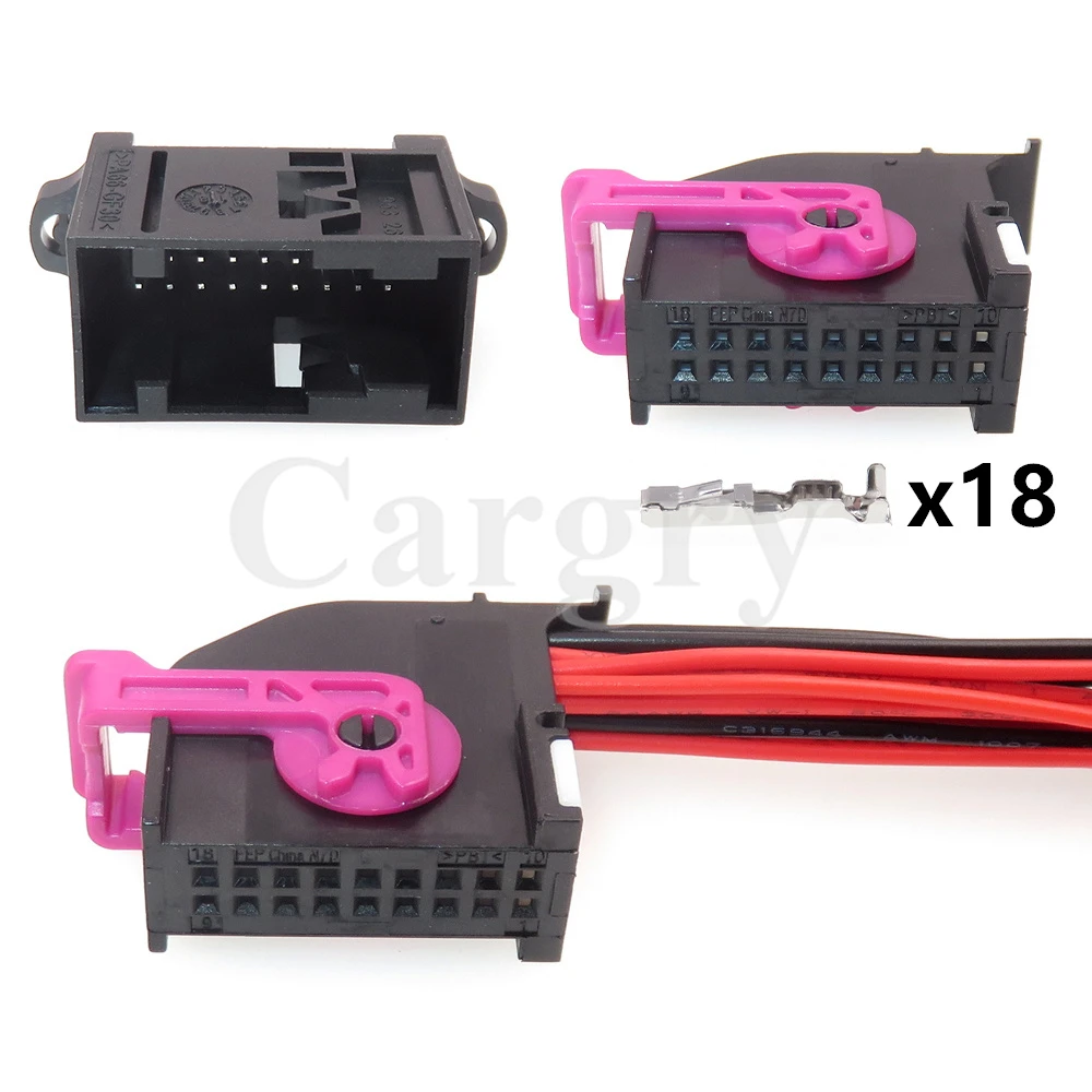 1 Set 18P 1-1355154-1 AC Assembly Car Power Amplifier Adapter Automotive Instrument Panels Cable Unsealed Socket 5Q0972718A