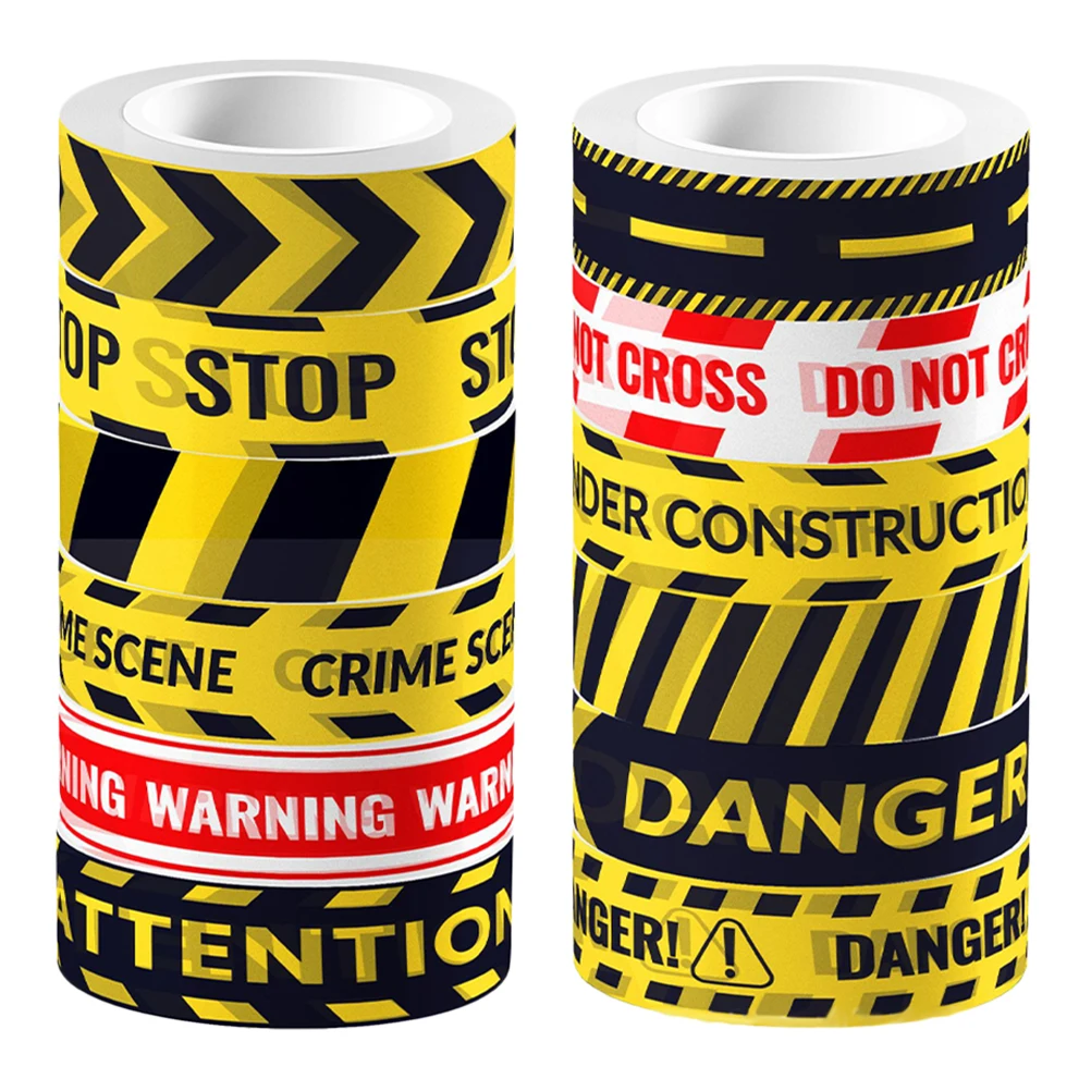 GRADENEVE شريط مزدوج الجوانب عالي التحمل مكون من 12 لفة من مجموعة واشي لتزيين تحذير السلامة #3