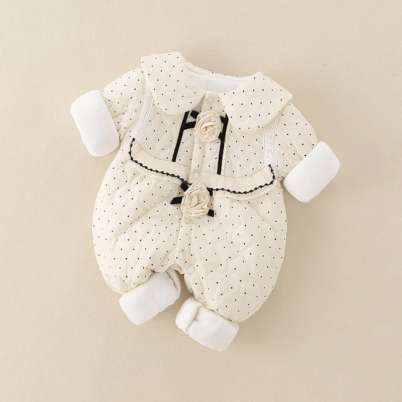 ชุดเสื้อผ้าเด็กผู้หญิงฤดูหนาว ผ้าฝ้ายเทียน เนื้อนุ่ม ลายจุดกลม สไตล์เกาหลี เสื้อคลุมกันหนาว ชุดเสื้อผ้าเด็ก