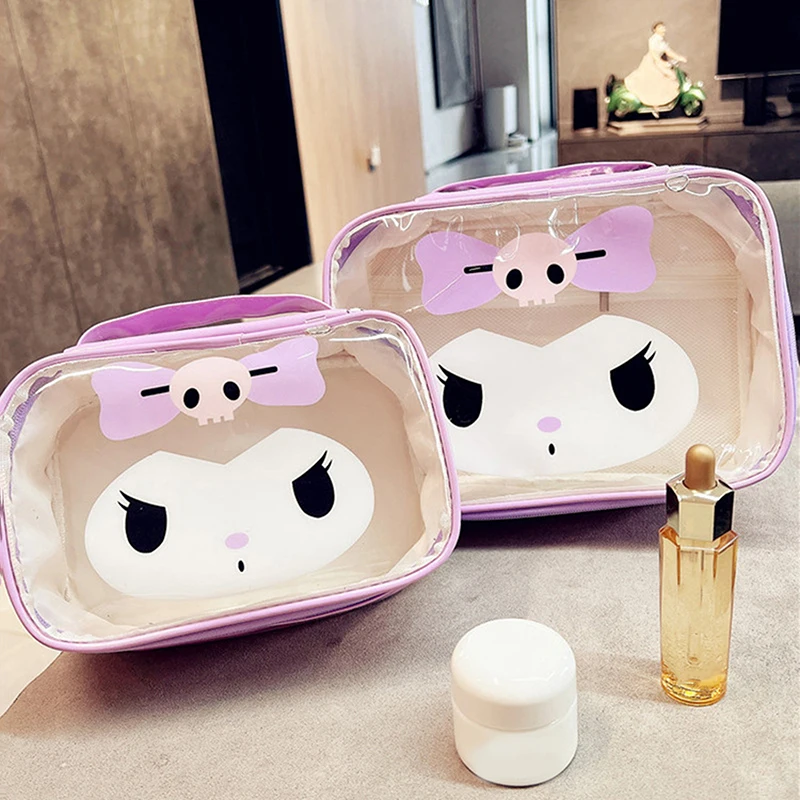 Cute Sanrio Kuromi Waterproof High Capacity Cosmetic Bag Travel Portable Storage Bag Medical Organizer Bag Toiletry Handbag Gift