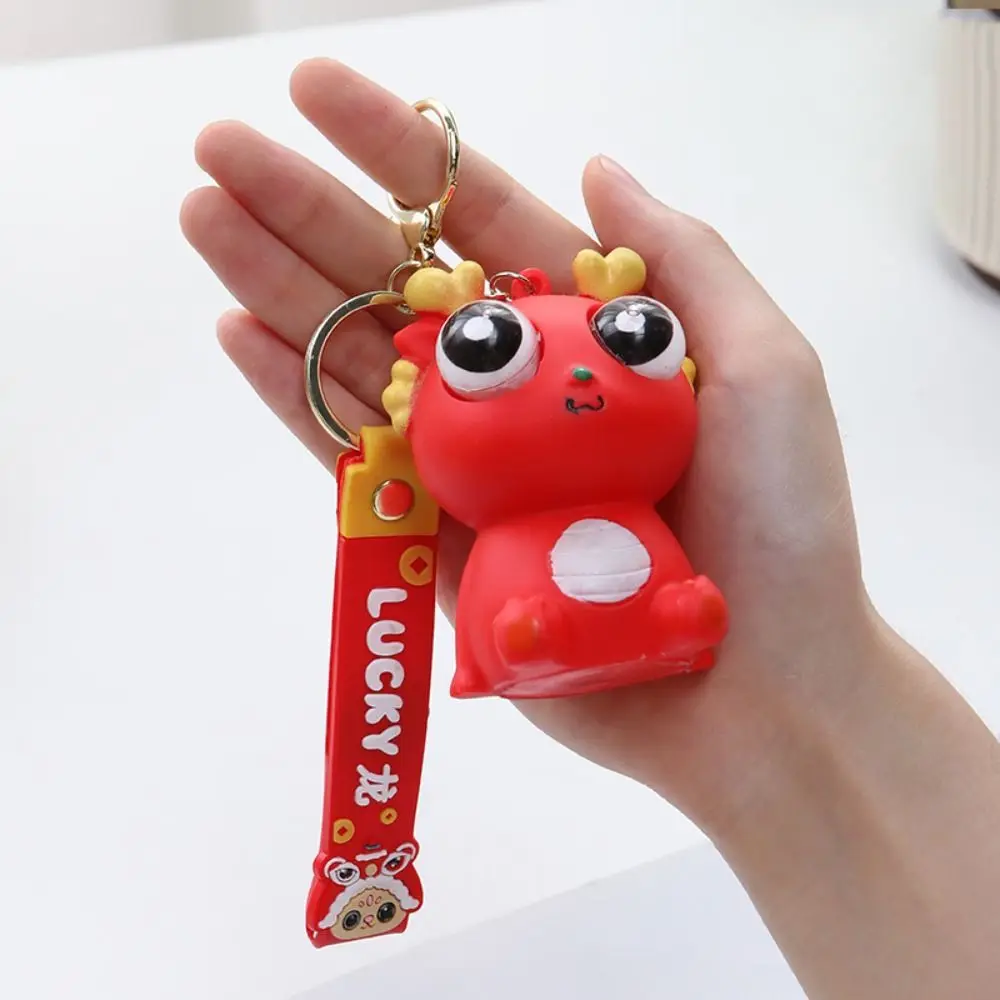 Simulation Dragon Burst Eye Dragon Keychain Novelty Doll Funny Pop-eyed Dragon Pendant TPR Cartoon Animal Dragon Squeeze Toys