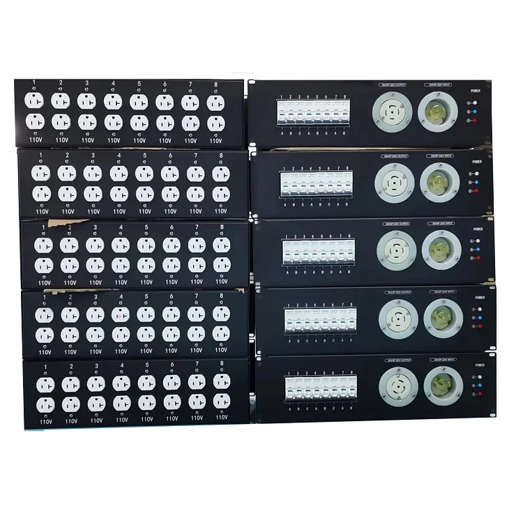 30Amp Twistlock 3 Phase 220V Metal Panel Rack Distribution Portable Power Box LED Single