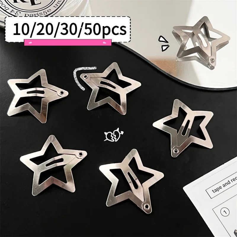 10/20/30/50pcs Metal Star Hair Clip Y2K Five-Pointed Star Barrettes Women Fashion Hair Accessories