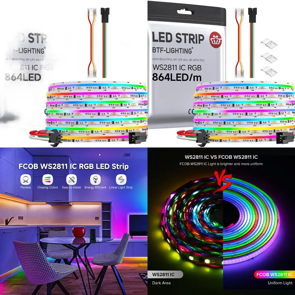 

Светодиодная лента RGB COB, 864 светодиодов/метр, гибкая лампа высокой плотности, 24 В, 24 дюйма/метр, 24 фута, ширина 12 мм для освещения своими руками