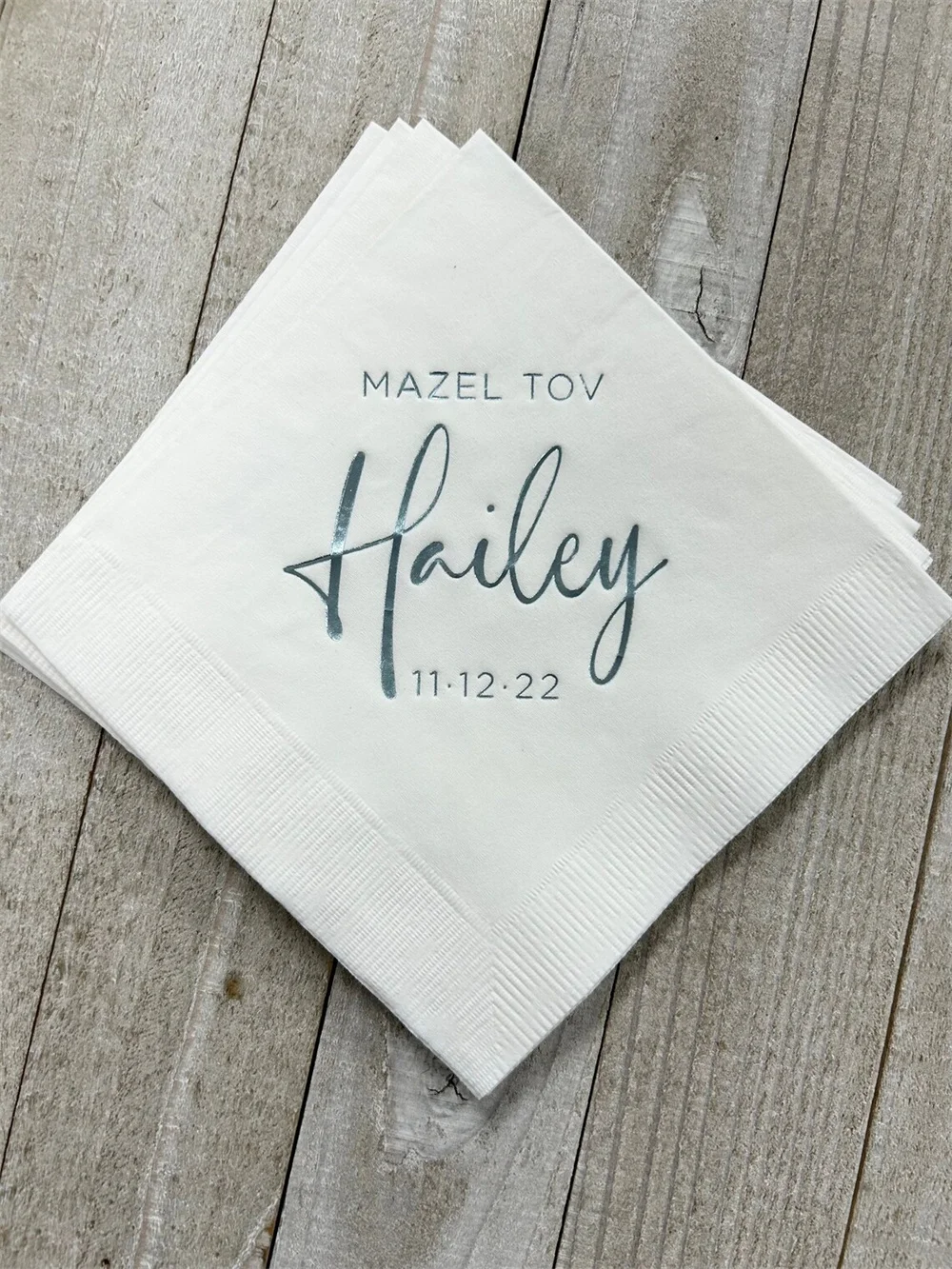 50PCS Personalized Bat Mitzvah Napkins Cocktail Beverage Luncheon Dinner and Guest Towel Sizes Available! Lots of colors to choo