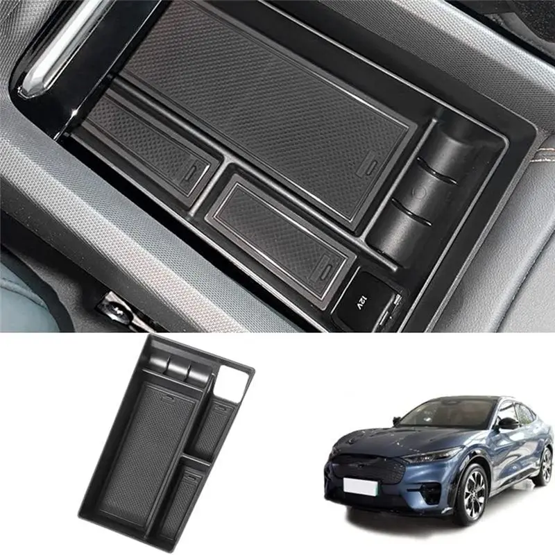 A13Z-Armrest Storage Box Organizer Center Console Tray For Mustang Mach-E 2021-2023 Interior Replacement Spare Parts Accessories