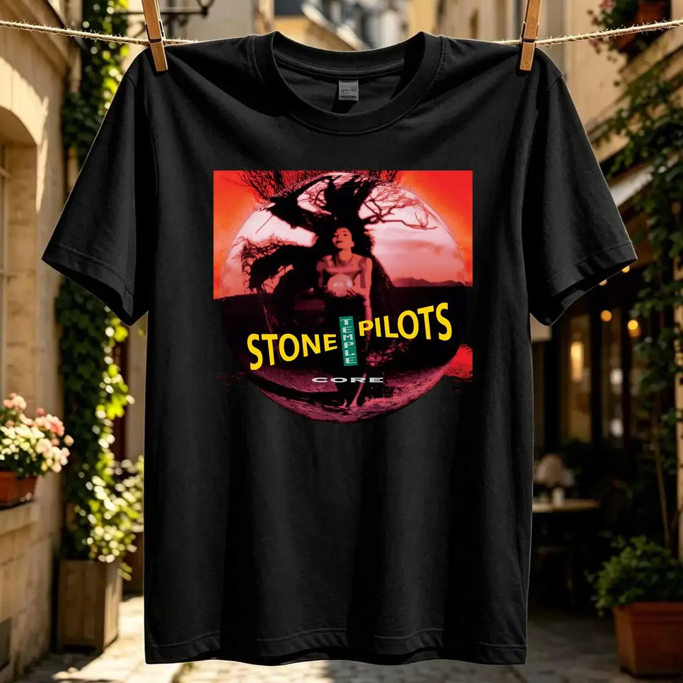 washed T Shirt Cotton Core Stone Temple Pilots Album Dean DeLeo Robert vintage Washed Slightly Casual Soft Stretched