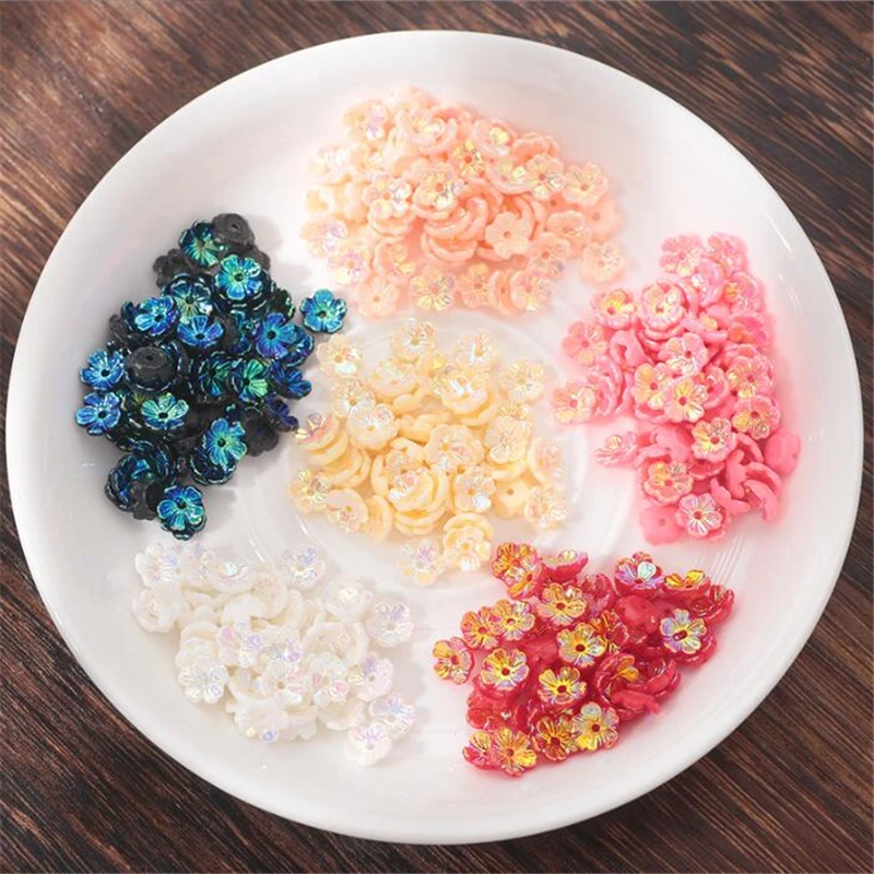 New Retro 8MM Resin Flower Beads Torus Charm Connectors Acrylic Spacer Beads Diy Earrings Hair Garment Jewelry Making Acessories