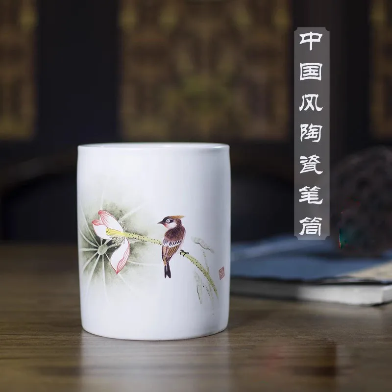 

Creative Ceramic Brush Holder - Chinese Style Calligraphy Pen Organizer, Decorative Desktop Storage for Writing Brushes