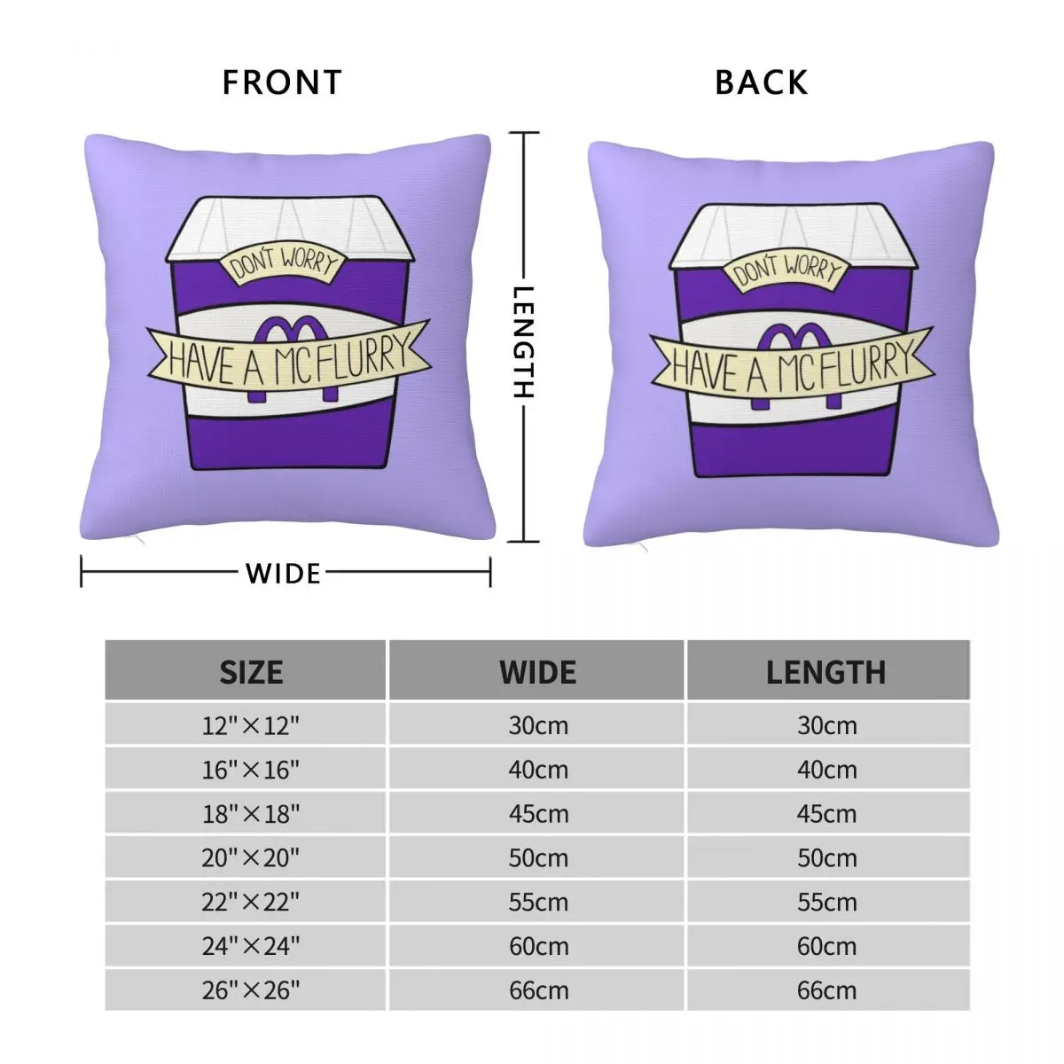 Don't Worry Have A McFlurry Square Pillowcase Polyester Linen Velvet Creative Zip Decor Home Cushion Cover 18