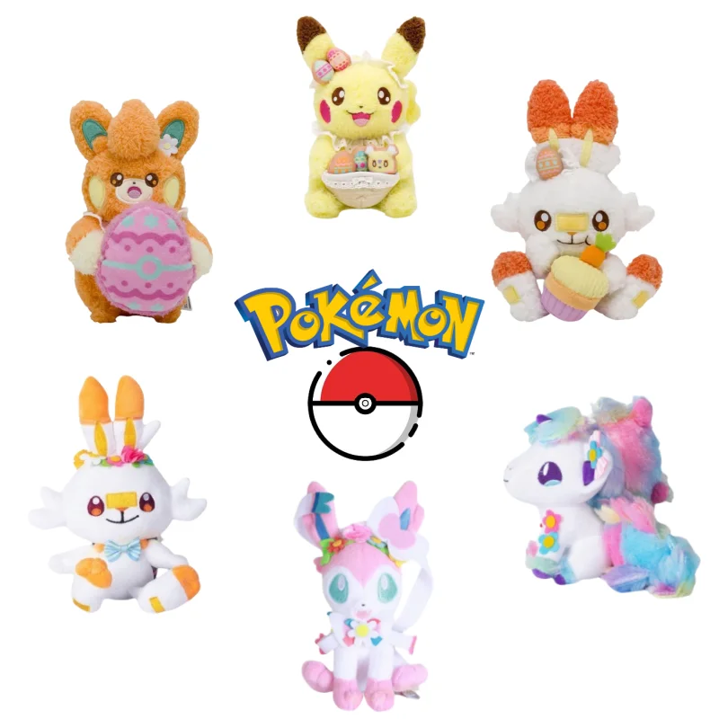 Easter Pokemon Toys Plush Pikachu Scorbunny Pawmot Ponyta Galar Sylveon Eevee Wooper Wedding Decor Kids Pocket Monster Fans