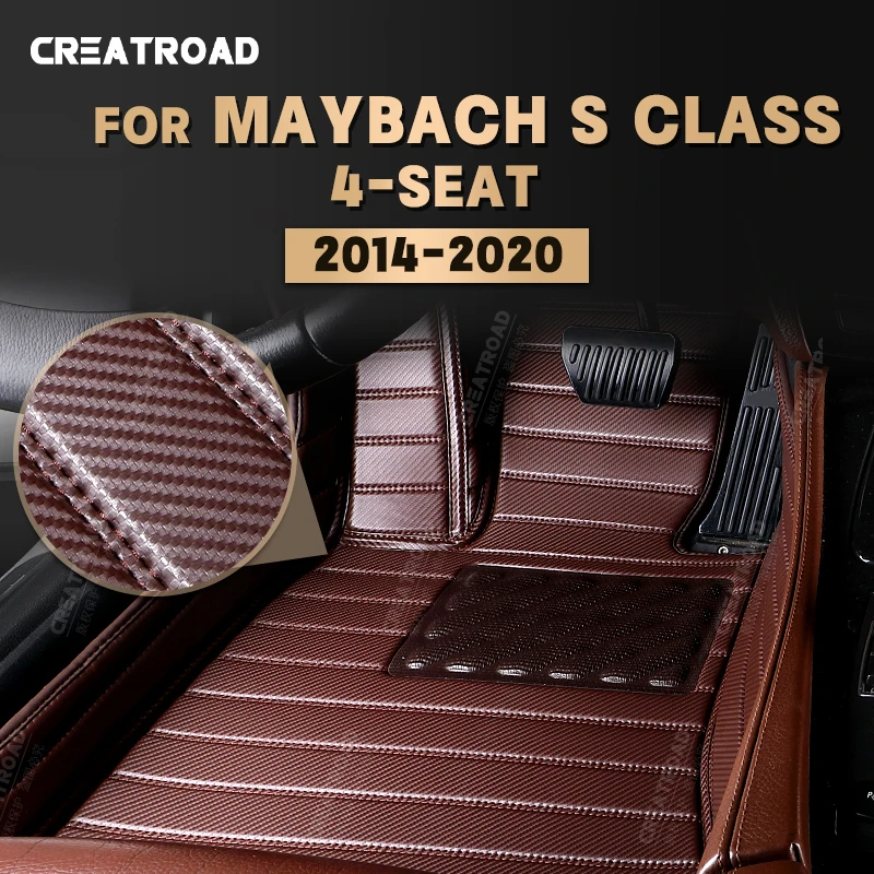 

Custom Carbon Fibre style Floor Mats For Maybach S Class 4-Seat 2014-2020 15 16 17 18 19 Foot Carpet Auto Interior Accessories