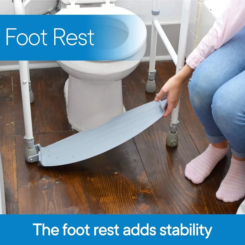 Toilet Safety Frame & Rail - Folding & Portable Bathroom Toilet Safety Rails - Handrail Toilet Bars with Adjustable Height (