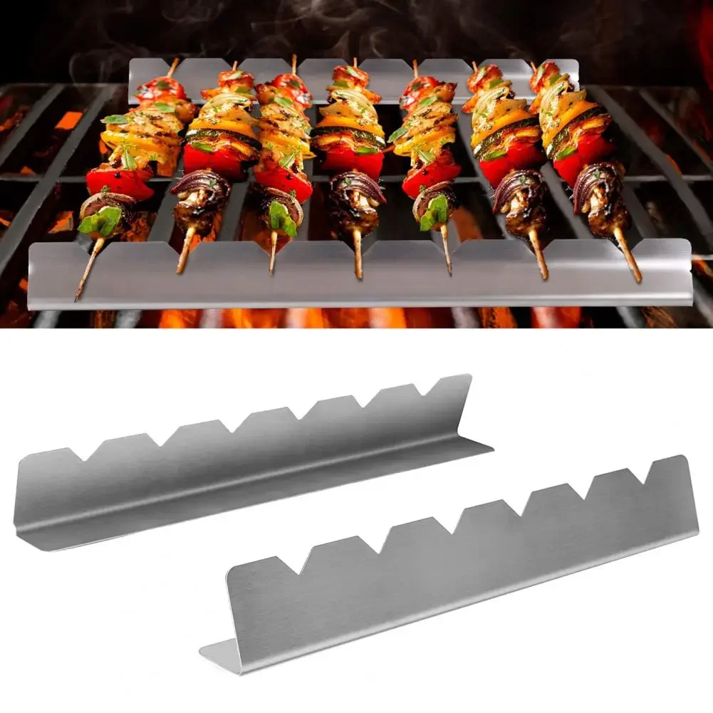 9Pcs/set Multi-use Kebabs Racks Anti-deform Kebabs Holder Stainless Steel Utensils Barbecue Grill Skewers Holder Set