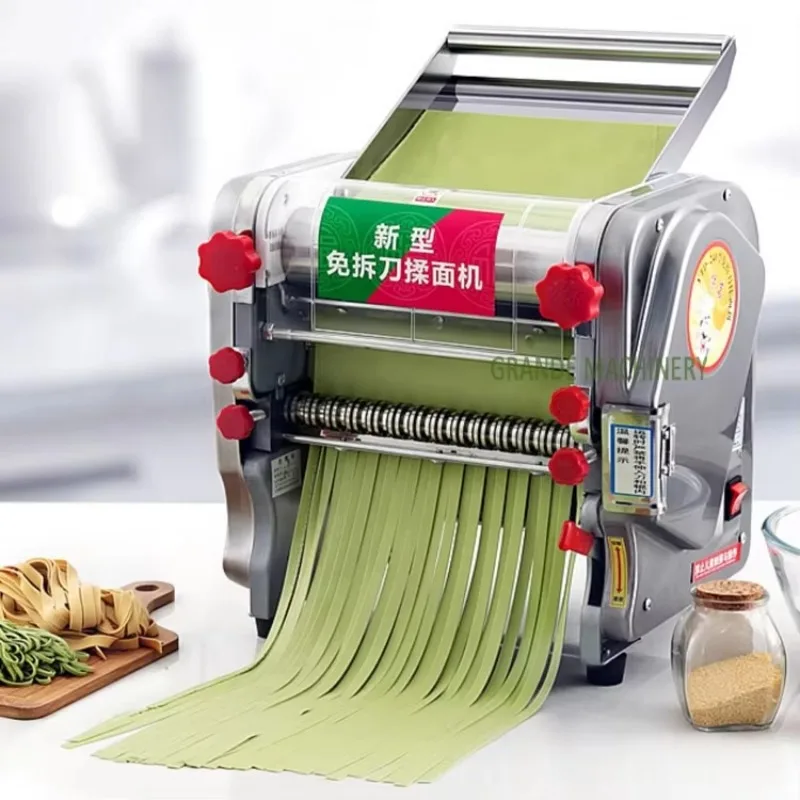 ماكينة صنع المعكرونة الطازجة الكهربائية التجارية من الفولاذ المقاوم للصدأ ماكينة تصنيع المعكرونة رامين ماكينة تغليف أسطوانة العجين السعر