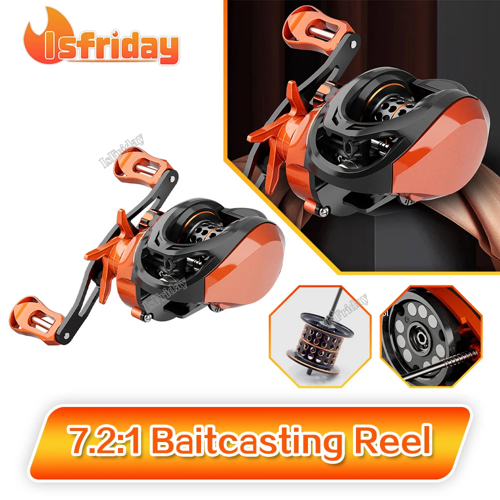 

New Baitcasting Reel CNC Aluminum Alloy Spool Fishing Reels High Speed 7.2:1 Fresh Saltwater Magnetic Brake System