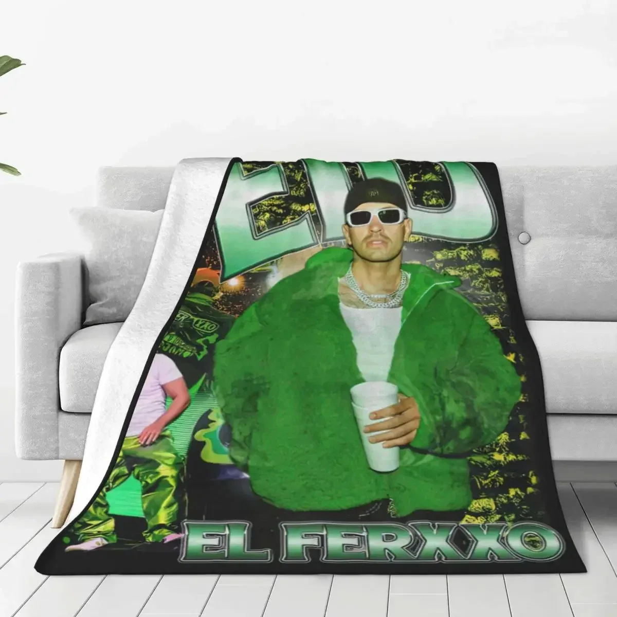 F-Ferxxo Feid Warm and Soft Printed Blanket Bedroom Livingroom Bed Warm Soft Comfortable AirConditioner Office Throw