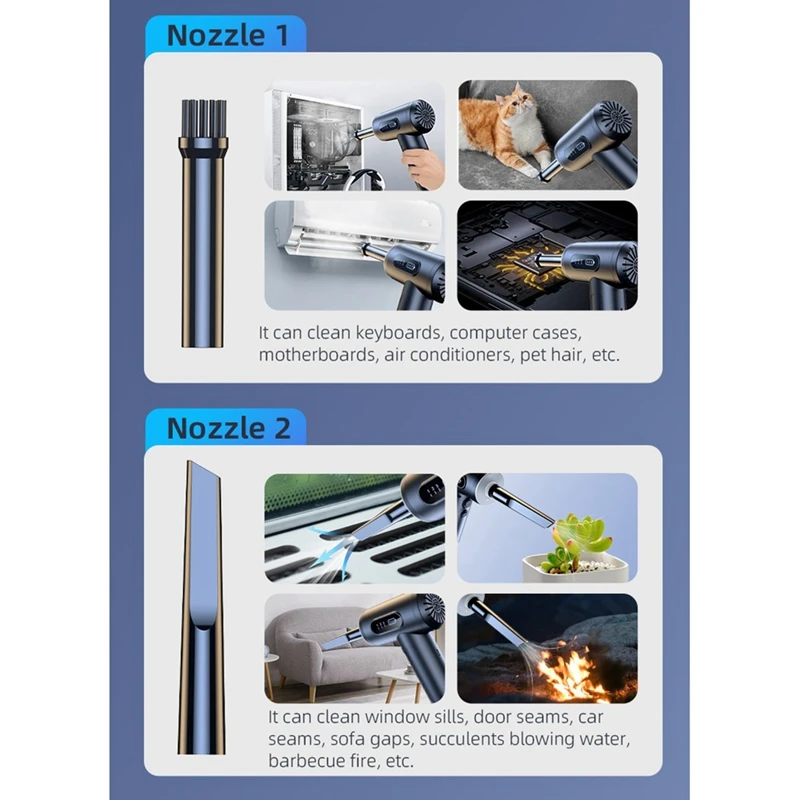 Пылесос Air Duster 50000 об/мин, 3-ступенчатый беспроводной ручной пылесос для автомобиля, домашнего компьютера, прочный, простой в установке