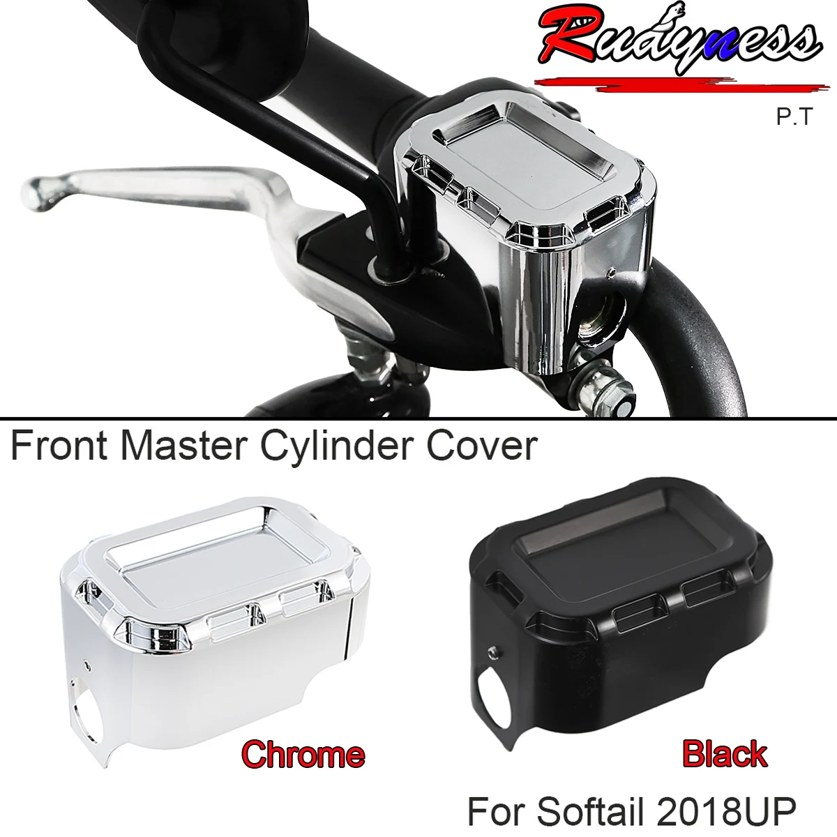 Black Chrome Aluminum Front Brake Master Cylinder Cover For Harley 2018-2025 Softail Street Bob Breakout Fat Boy Low Rider